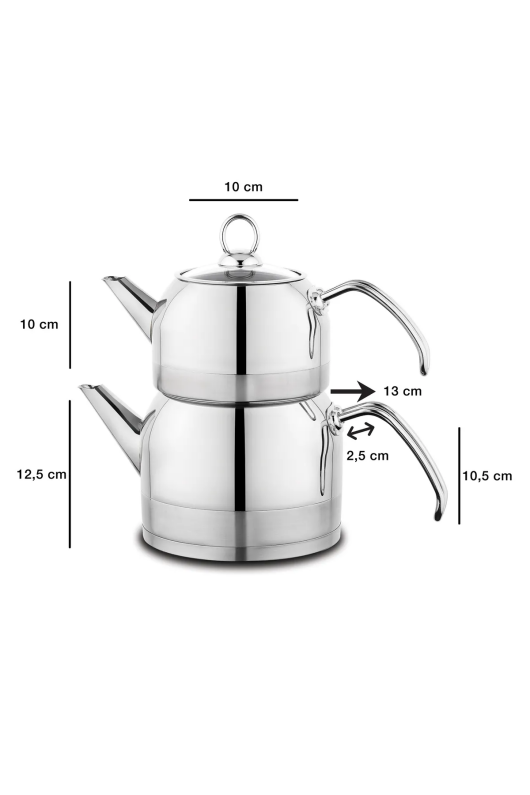 Schafer Ada Metal Çaydanlık Takımı 4 Prç. Orta Boy Inox05 - 2