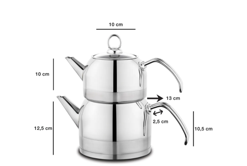 Schafer Ada Metal Çaydanlık Takımı 4 Prç. Orta Boy Inox05 - 2