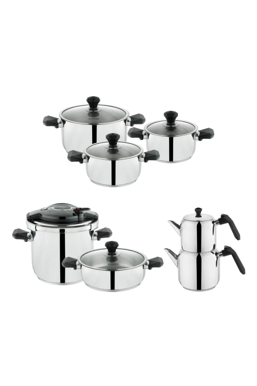 Schafer Atlas Çelik Çeyiz Seti 14 Parça Siyah - 1