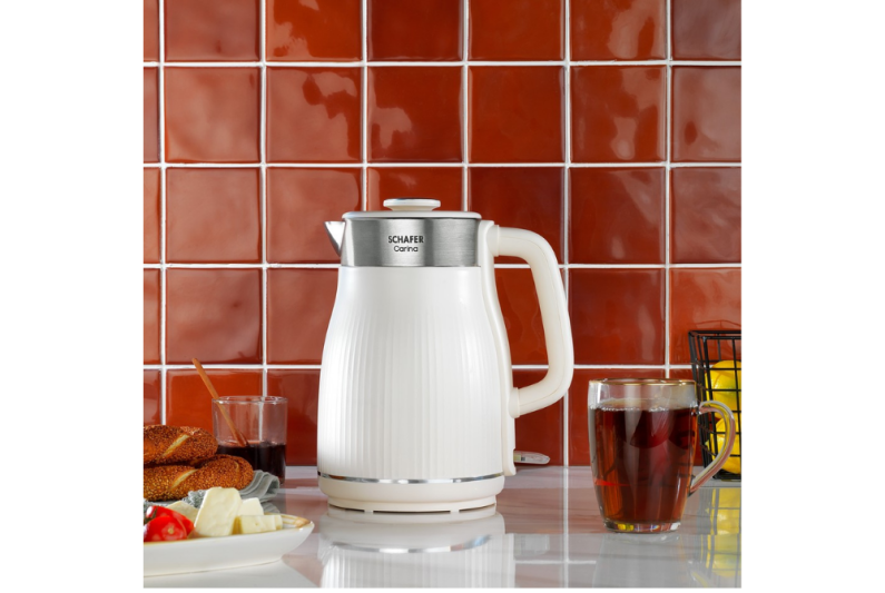 Schafer Carina Paslanmaz Çelik El Yakmaz Gövdeli Su Isıtıcı Krem 01P - 1