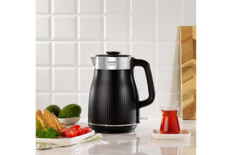 Schafer Carina Paslanmaz Çelik El Yakmaz Gövdeli Su Isıtıcı Siyah 01P - 1