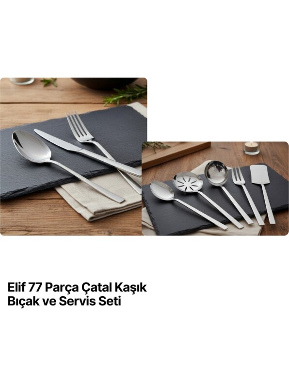 Schafer Elif 77 Parça Çatal Kaşık Bıçak Takımı 11001-GUM01 - 1
