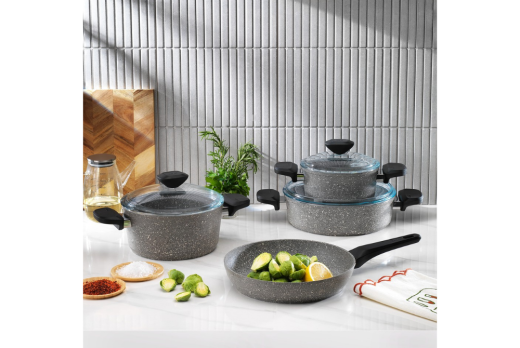 Schafer Etna Yanmaz Yapışmaz Tencere Seti 7 Prç Gri - Schafer