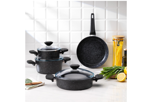 Schafer Etna Yanmaz Yapışmaz Tencere Seti 7 Prç Siyah - Schafer