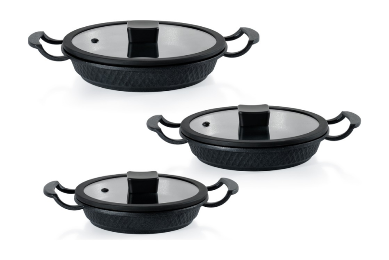 Schafer Hektor 3 Lü Döküm Sahan Seti 6 Prç. Siyah - 1