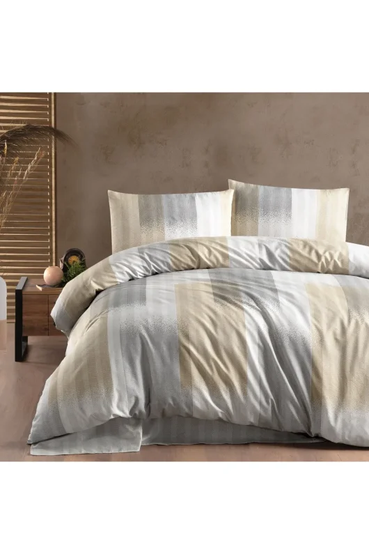 Schafer Home Costa İpliği Boyalı Çift Kişilik Nevresim Takımı 4 Parça-Bej