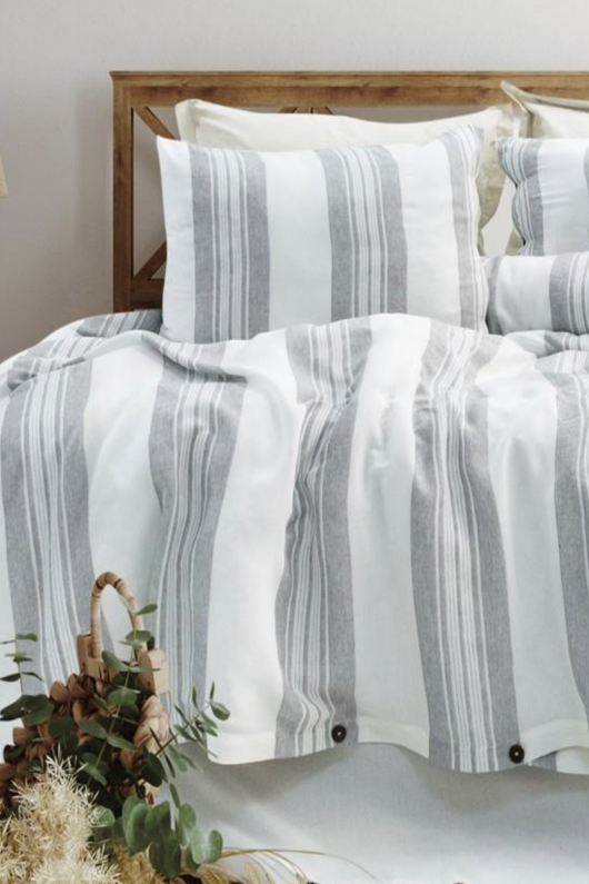 Schafer Home Costa İpliği Boyalı Tek Kişilik Nevresim Takımı 3 Parça-Gri