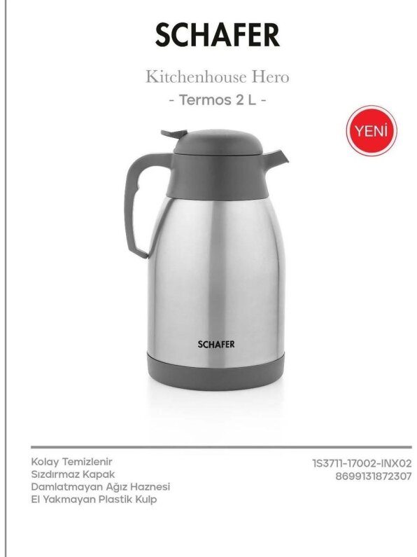 Schafer Kitchenhouse Hero Termos 2 Lt-Inox 17002 - 1