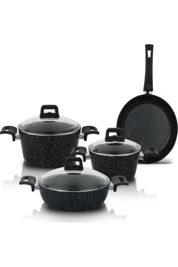 Schafer Rock Granit Y.Y.Tencere Set 7 Prc.Siyah Sıy03 - 1