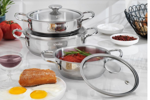 Schafer Steel Storm Çelik Sahan Seti 6 Parça-Inox - 1