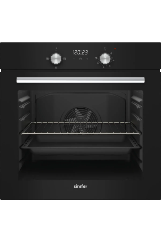 Simfer 8203 Diamond 4 Fonk. Dij. Saat. Siyah Cam Power Turbo Ankastre Fırın