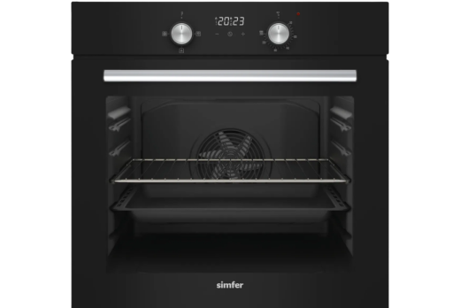 Simfer 8203 Diamond 4 Fonk. Dij. Saat. Siyah Cam Power Turbo Ankastre Fırın - Simfer