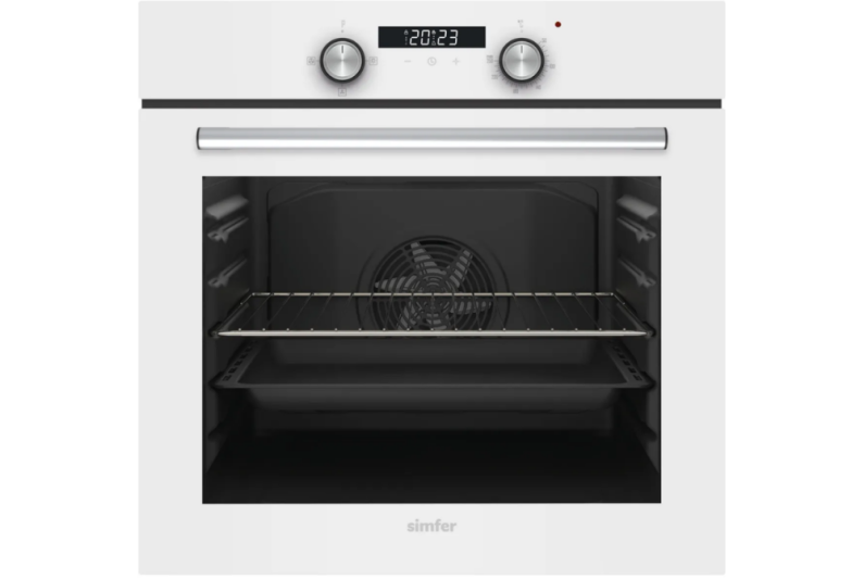 Simfer 8204 Diamond 4 Fonk. Dij. Saat. Beyaz Cam Power Turbo Ankastre Fırın - 1