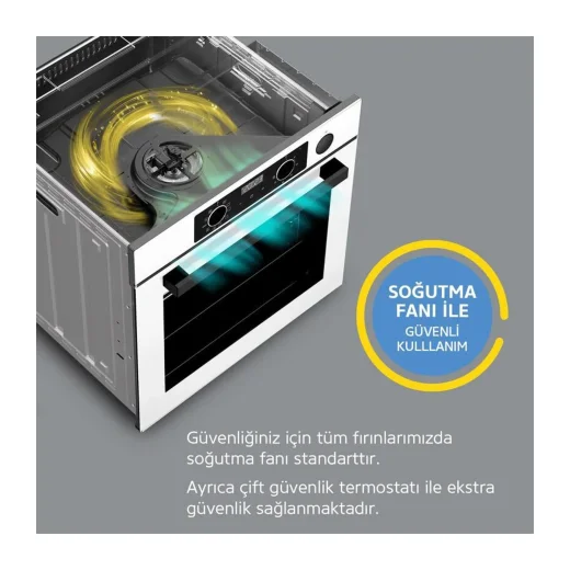 Simfer 8208 9 Fonksiyon QS Siyah Cam Ankastre Fırın Power Turbo Dijital - 4