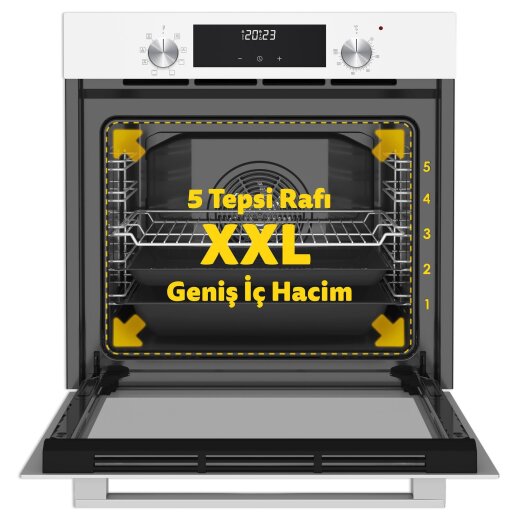 Simfer 8209 9 Fonksiyon QS Beyaz Cam Ankastre Fırın Power Turbo Dijital - 2