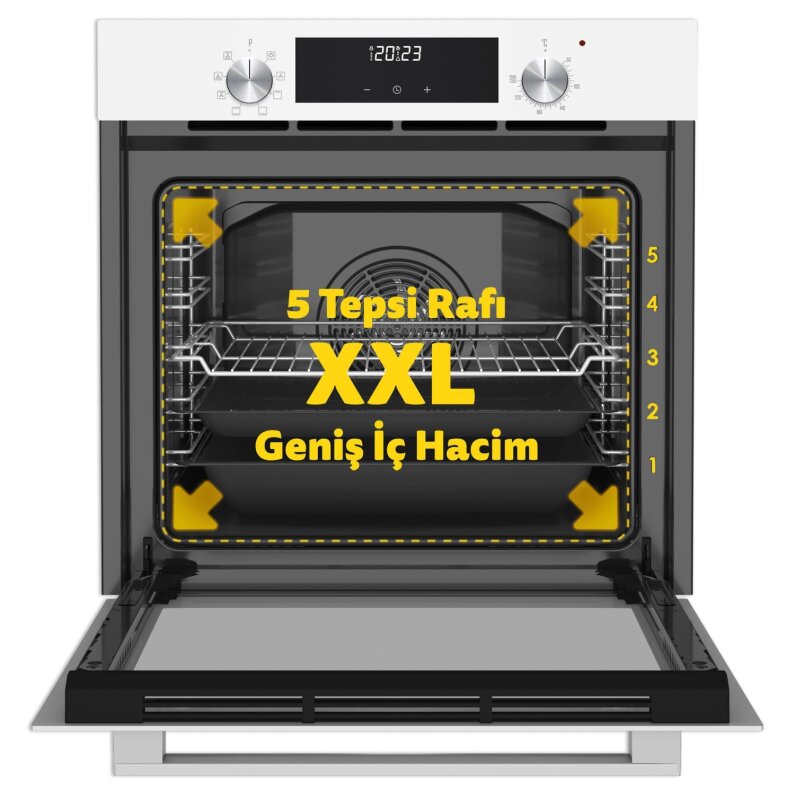 Simfer 8209 9 Fonksiyon QS Beyaz Cam Ankastre Fırın Power Turbo Dijital - 2