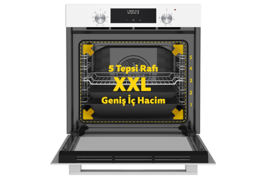 Simfer 8209 9 Fonksiyon QS Beyaz Cam Ankastre Fırın Power Turbo Dijital - 2