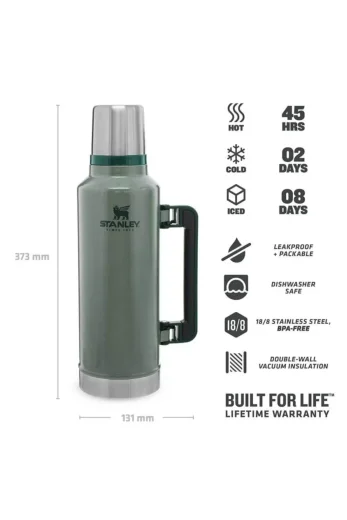 Stanley 10-07934-003 The Legendary Classic Bottle 1.9L / 2.0QT Termos Hammertone Green - Thumbnail