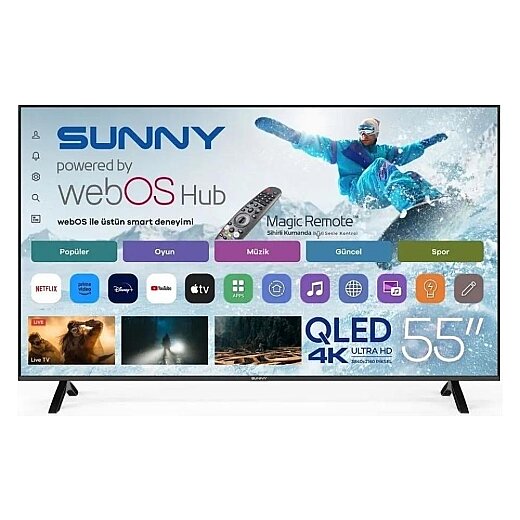 Sunny Sn55QUPRL-W02M 4K Ultra Hd 55'' 140 Ekran Uydu Alıcılı Webos Smart Qled Tv