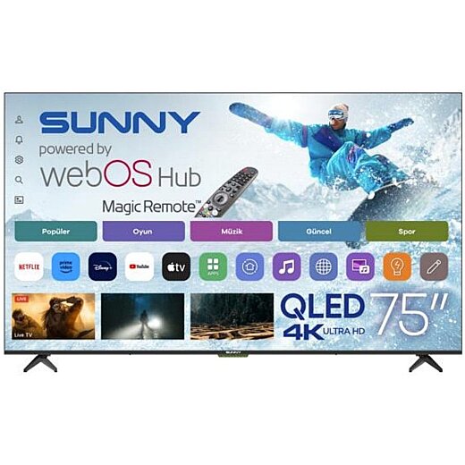 Sunny SN75QLEDM-W02M 75" 190 Ekran Uydu Alıcılı 4K Ultra HD WebOS Smart LED Televizyon