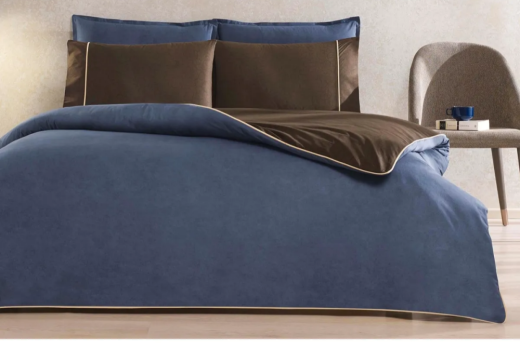 Taç Riven Biyeli Nevresim Takımı Lacivert Ç.K.1000046841 - Taç