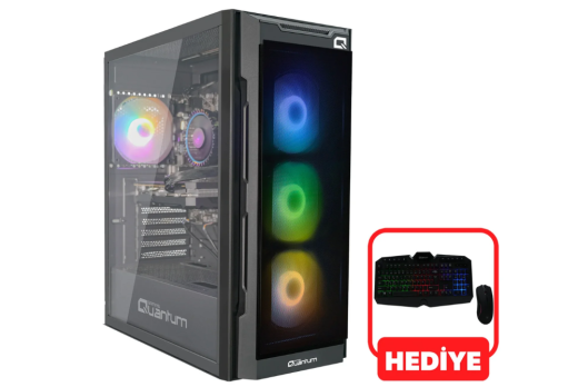 Technopc Quantum Gaming Dazzle Amd Ryzen 5 5500 16 Gb DDR4 512 GB RTX3050 Freedos +23 Pg24 Monitor Hediyeli - Technopc
