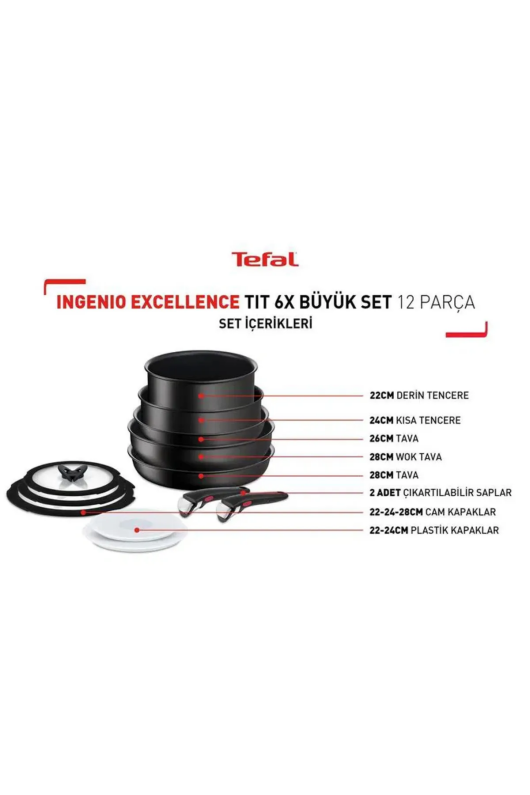 Tefal 2100125491/2100129606 Y. Ingenio Exception Tit 6X Büyük Set 12 Prç
