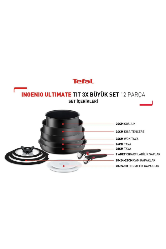 Tefal 2100129591 Y Ingenio Ultimate Tit 3X Büyük Set 12parça