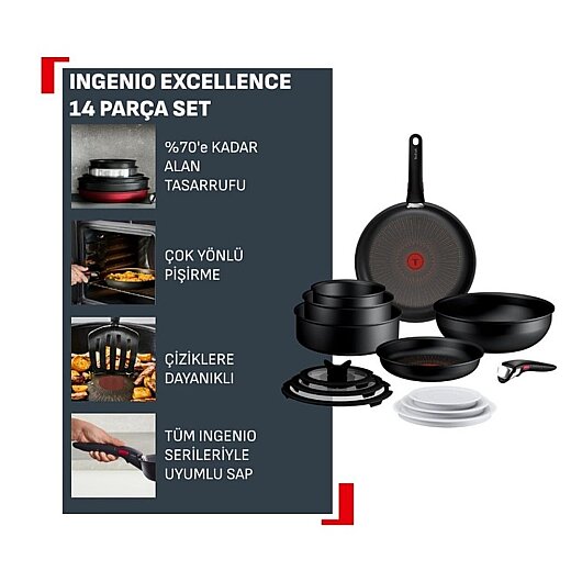 Tefal 2100142950 Ingenio Excellence Fusion Core 9X Büyük Set 14 parça - 3